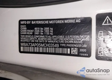 2021 BMW 430I xDrive z USA, uszkodzony, nr VIN WBA73AP05MCH03549